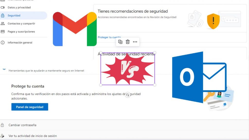 Seguridad Gmail vs Outlook